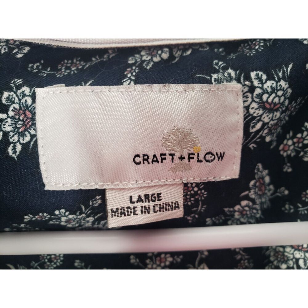 CRAFT + FLOW Size Large Long Sleeve Gray Casual Dress Shirt Flip Cuff (Floral) - Picture 4 of 10